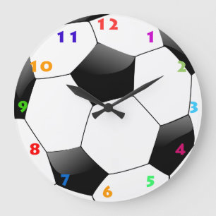 FOOTBALL WITH COLORFUL NUMBERS LARGE CLOCK