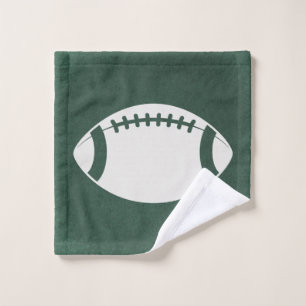 Football with Rustic Green Paper Style Background Wash Cloth