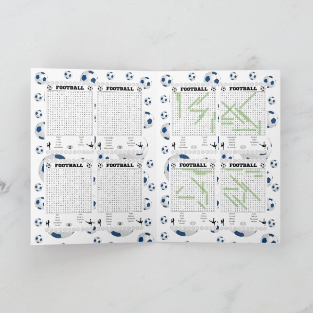 Football word search gaming card (Inside)