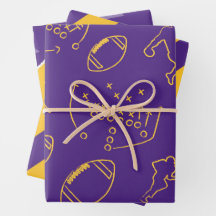 Football Wrapping Papers - Purple and Yellow