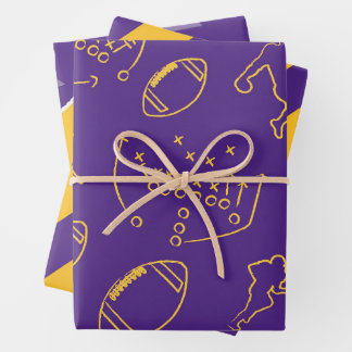 Football Wrapping Papers - Purple and Yellow Paper Sheet