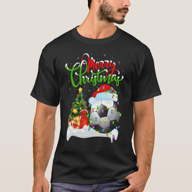 Football   Xmas Decorations Santa Football Christm T-Shirt (Front)