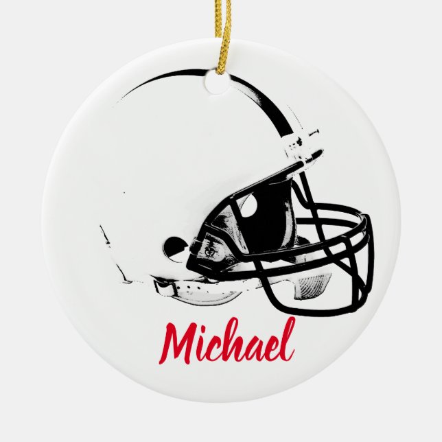Football Your Name Ceramic Tree Decoration (Front)