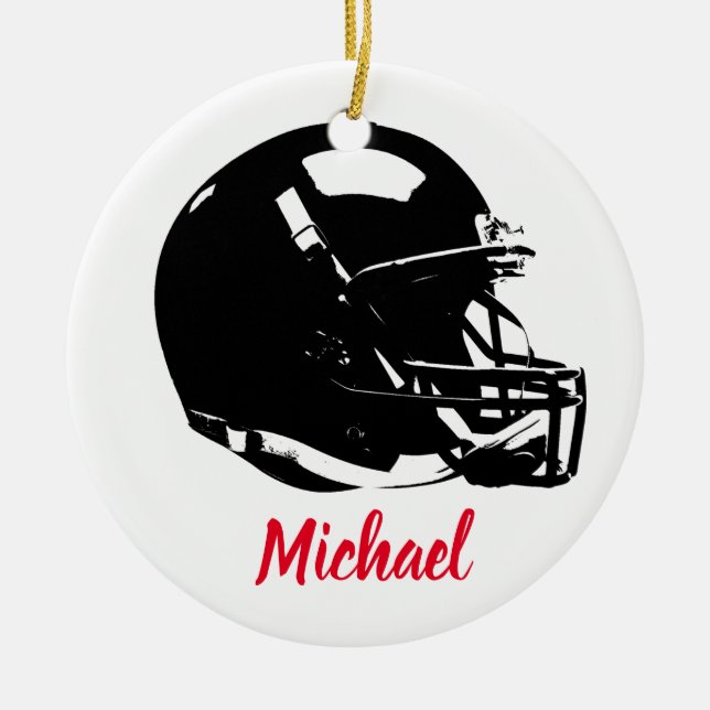 Football Your Name Ceramic Tree Decoration (Front)