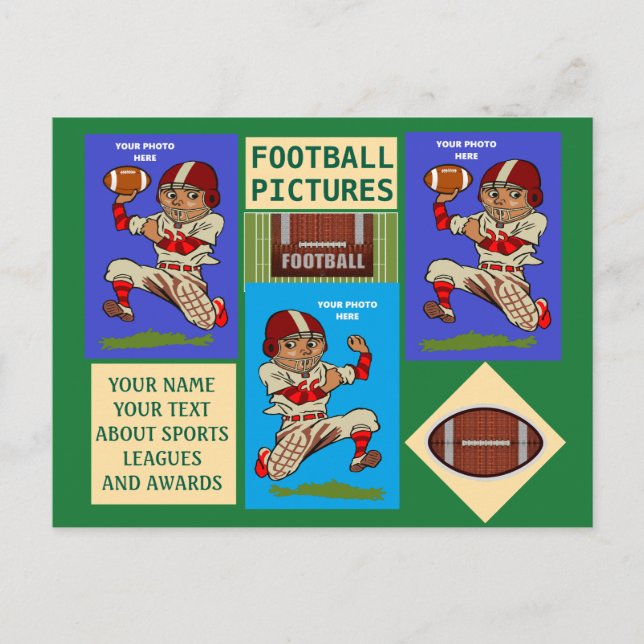 Football Your Photos and Text Sports Postcard (Front)