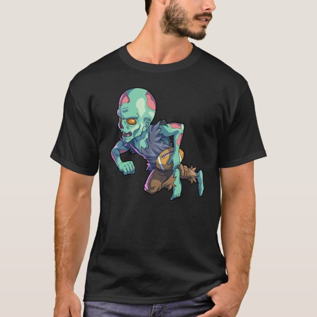Football Zombie Halloween Men Boys Football Hallow T-Shirt (Front)