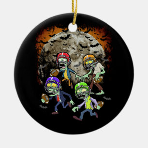 Football Zombie Player Halloween Horror Football T Ceramic Tree Decoration