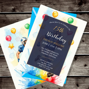 Footballer Birthday party Invitation, Balloons Fun Invitation