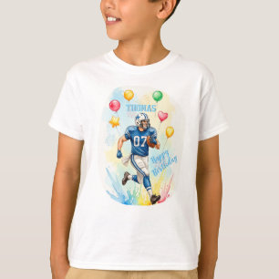 Footballer Birthday Tee, Balloons, Fireworks, Fun T-Shirt