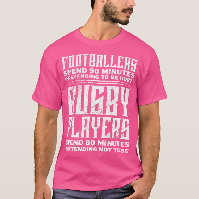 Footballers Rugby Players Rugger Sports Team Distr T-Shirt (Front)