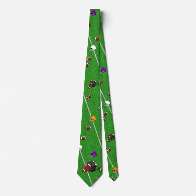 Footballs and Helmets Pattern Neck Tie (Front)