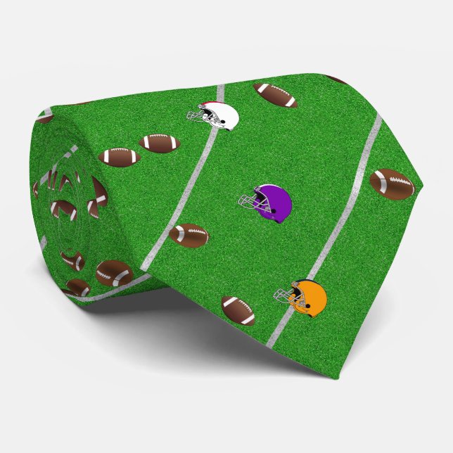 Footballs and Helmets Pattern Tie (Rolled)