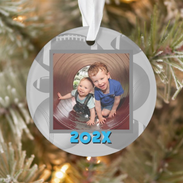 Footballs Baseballs Boys Grandsons Photo Ornament (Tree)
