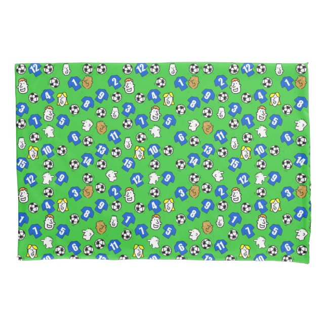 Footballs, Blue Shirts, & Fans Pillowcase (Front)