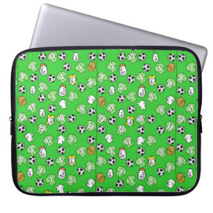 Footballs, Green & White Shirts, & Fans Laptop Sleeve