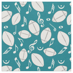 Footballs Music Notes Fabric