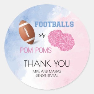 Footballs or Pom Poms gender reveal stickers