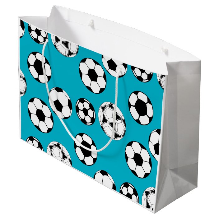 Footballs pattern soccer balls | Personalise Large Gift Bag | Zazzle.co.uk