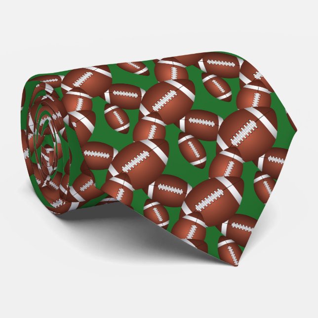 Footballs Pattern Tie (Rolled)