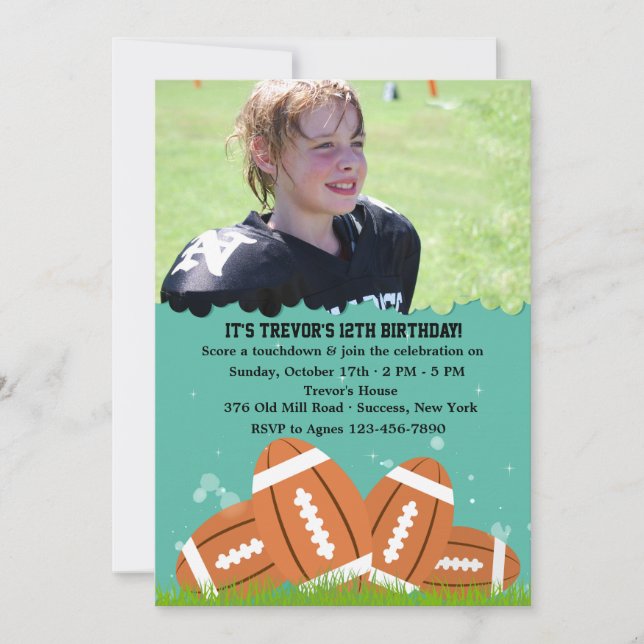 Footballs Photo Invitation (Front)
