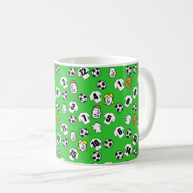 Footballs, White Shirts, & Fans Larger Pattern Coffee Mug (Front Right)
