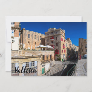 Footbridge, narrow street with stairs in Valletta