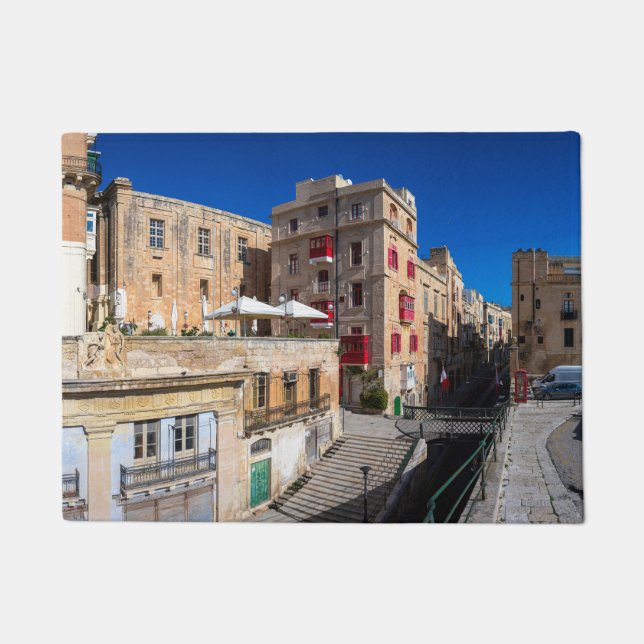 Footbridge, narrow street with stairs in Valletta Doormat (Front)