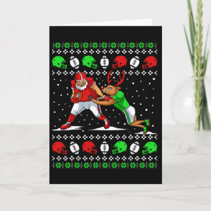 Footbyll Player Reindeer Ugly Christmas Pajama Fun Card