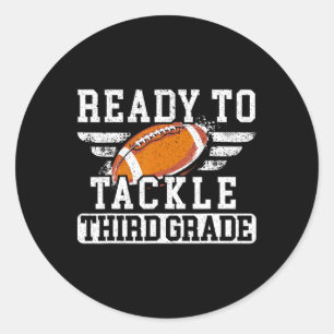 Footbyll Third Grade First Day Of School Byck To S Classic Round Sticker