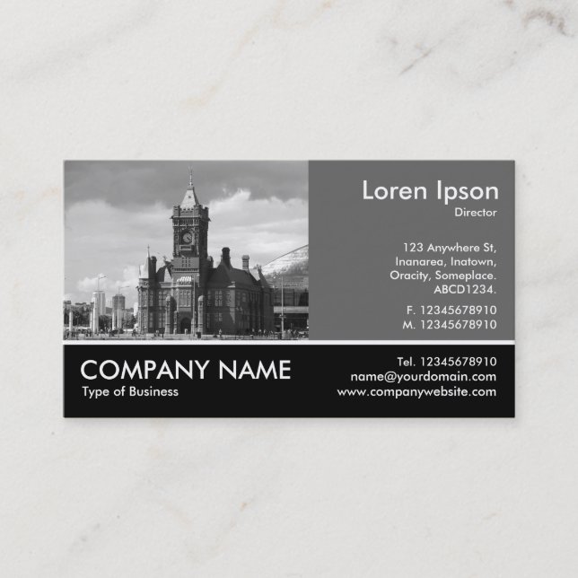 Footed Photo - 60pc Grey - Business Card (Front)