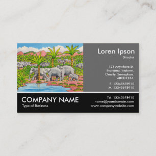 Footed Photo - 60pc Grey - Elephants Business Card