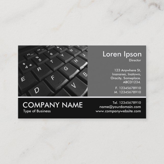 Footed Photo - 60pc Grey - Keyboard Business Card (Front)