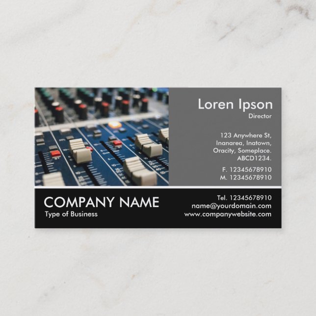 Footed Photo - 60pc Grey - Mixing Desk Business Card (Front)