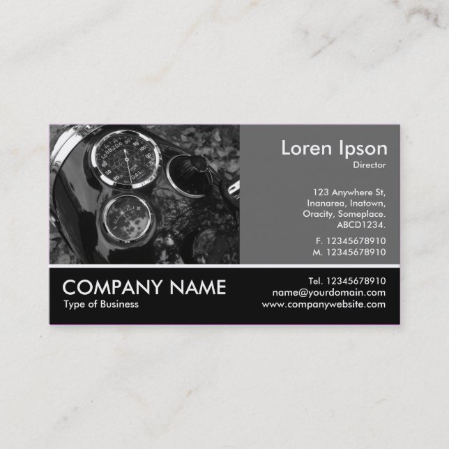 Footed Photo - 60pc Grey - Motorbike Gauges Business Card (Front)