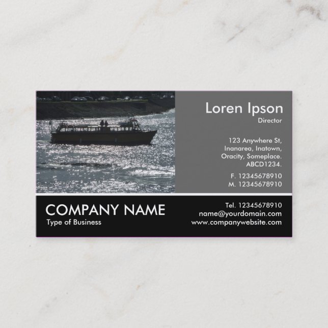 Footed Photo - 60pc Grey - Pleasure Boat Business Card (Front)