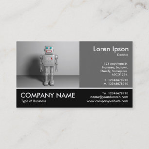 Footed Photo - 60pc Grey - Robot Business Card