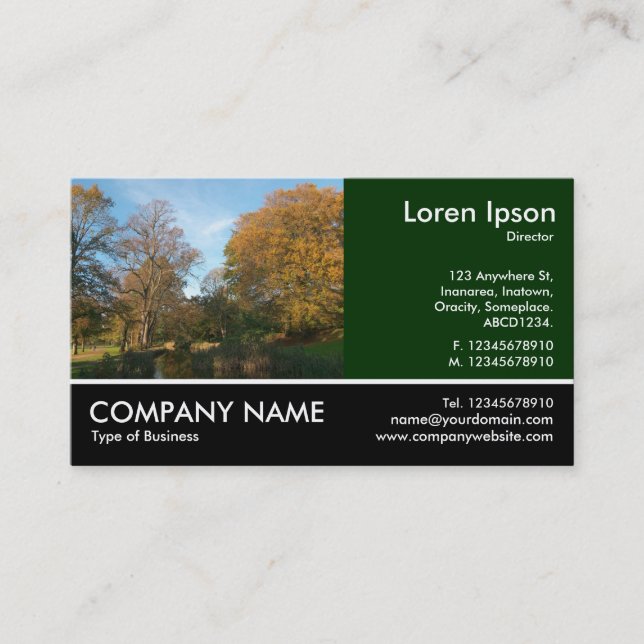 Footed Photo - Autumn in the Park Business Card (Front)