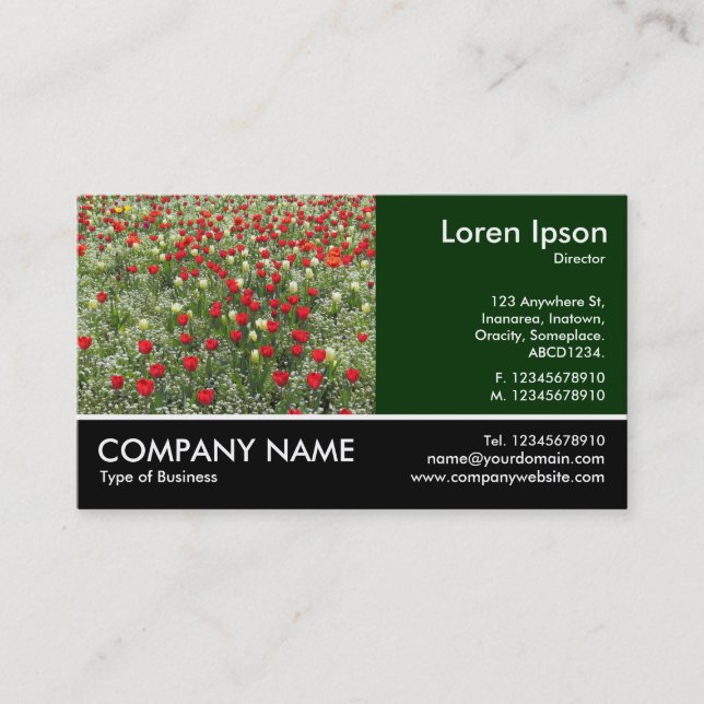Footed Photo - Bed of Tulips Business Card (Front)