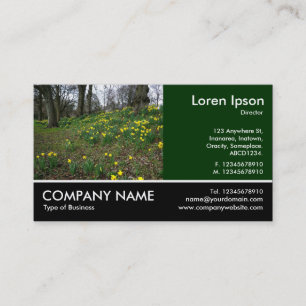 Footed Photo - Dk Green - Daffodils in the Park Business Card