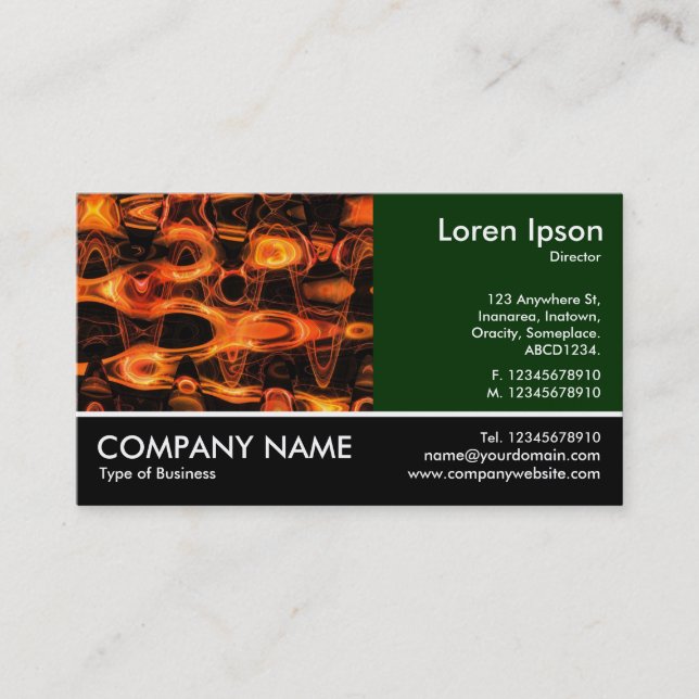 Footed Photo - Dk Green - Fractal Flame Waves Business Card (Front)