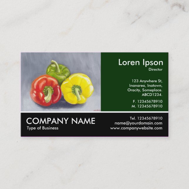 Footed Photo - Dk Green - Peppers (Painting) Business Card (Front)