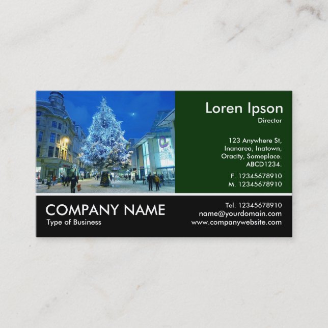 Footed Photo - Dk Green - Snow in Cardiff Business Card (Front)