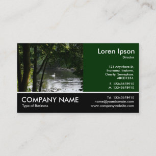 Footed Photo - Dk Green - Swan on a River Business Card