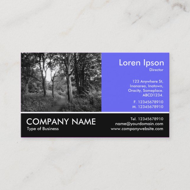 Footed Photo - Electric Blue - In the Woods Business Card (Front)