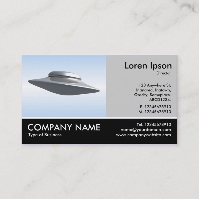 Footed Photo - Lt Grey - Flying Saucer Business Card (Front)
