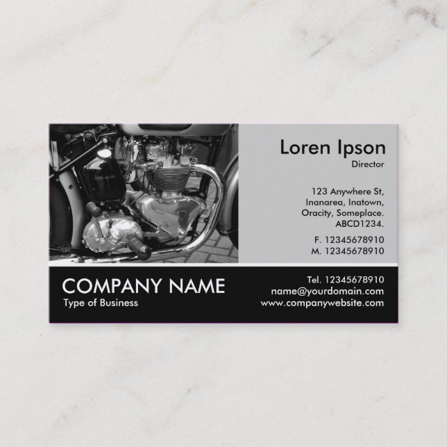 Footed Photo - Lt Grey - Motorbike Engine Business Card (Front)
