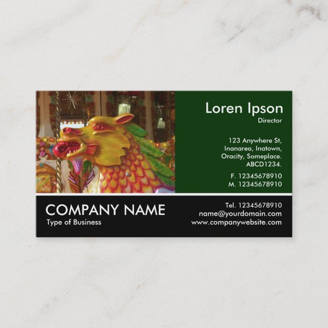 Footed Photo - Merry-go-round Dragon Business Card (Front)