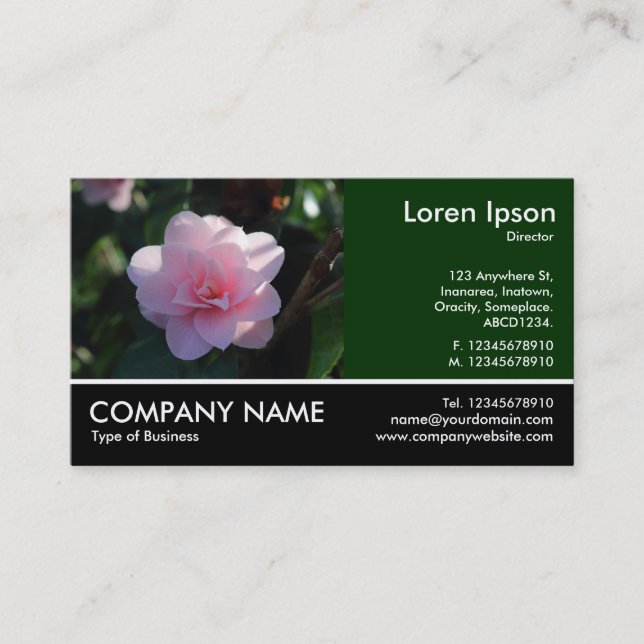 Footed Photo - Pink Camellia Business Card (Front)