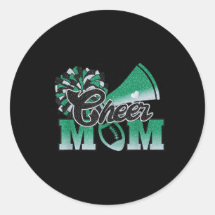 Footll Cheer Mum Biggest Fan Cheerleader Black Gre Classic Round Sticker