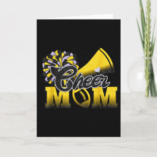 Footll Cheer Mum Biggest Fan Cheerleader Black Yel Card
